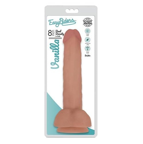Curve Toys | Easy Riders 8" Slim Bioskin Dong with Balls Vanilla