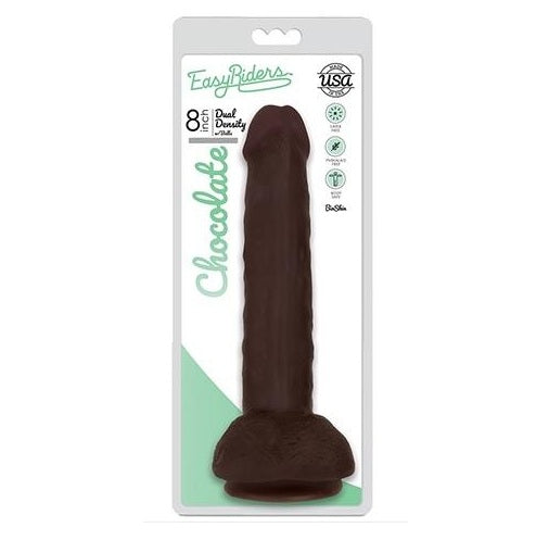 Curve Toys | Easy Riders 8" Slim Bioskin Dong with Balls Chocolate