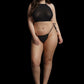 LINGERIE LE DESIR Festive Rhinestone Top and Thong Chrismas Black Size OSX