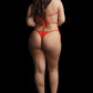 LINGERIE LE DESIR Festive Rhinestone Top and Thong Chrismas Red Size OSX
