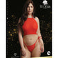 LINGERIE LE DESIR Festive Rhinestone Top and Thong Chrismas Red Size OSX