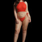 LINGERIE LE DESIR Festive Rhinestone Top and Thong Chrismas Red Size OSX