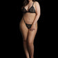 LINGERIE LE DESIR Magic Lace Velvet Lingerie Set Black Plus Size
