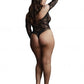 LINGERIE LE DESIR Wonder Rhinestone Bodysuit Black Plus Size