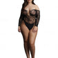 LINGERIE LE DESIR Wonder Rhinestone Bodysuit Black Plus Size