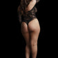 LINGERIE LE DESIR Wonder Rhinestone Bodysuit Black Plus Size
