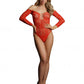 LINGERIE LE DESIR Wonder Rhinestone Bodysuit Red One Size