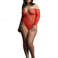 LINGERIE LE DESIR Wonder Rhinestone Bodysuit Red Plus Size