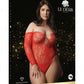 LINGERIE LE DESIR Wonder Rhinestone Bodysuit Red Plus Size