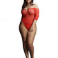 LINGERIE LE DESIR Presents Rhinestone Off Shldr Body Red Plus Size