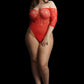LINGERIE LE DESIR Presents Rhinestone Off Shldr Body Red Plus Size