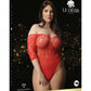 LINGERIE LE DESIR Presents Rhinestone Off Shldr Body Red Plus Size