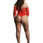 LINGERIE LE DESIR Presents Rhinestone Off Shldr Body Red Plus Size