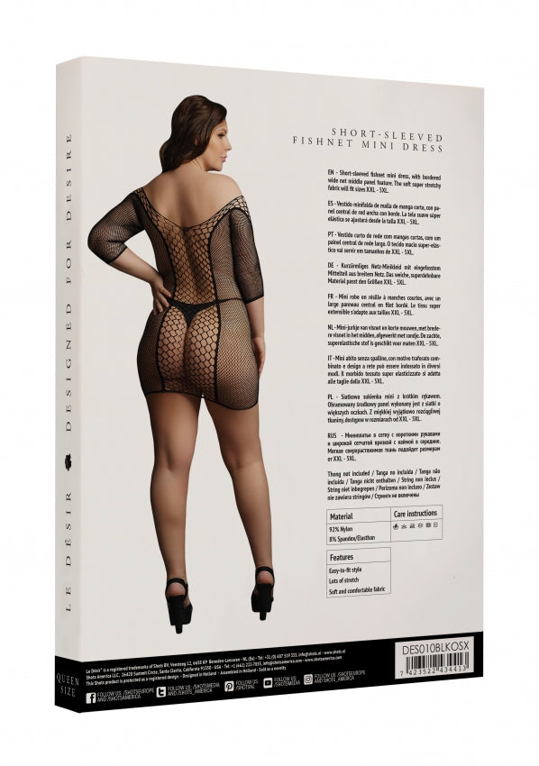 Le Desir Lingerie Duo Net Sleeved Mini Dress Black Size OSX