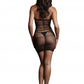 Le Desir Collection High Lace Neck Net Mini Dress Black Size OS