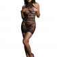 Le Desir Collection High Lace Neck Net Mini Dress Black Size OS