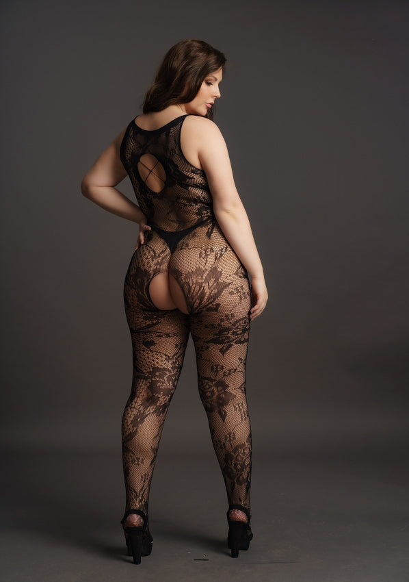 Le Desir Collection Criss Cross Neck Bodystocking Black Size OSX