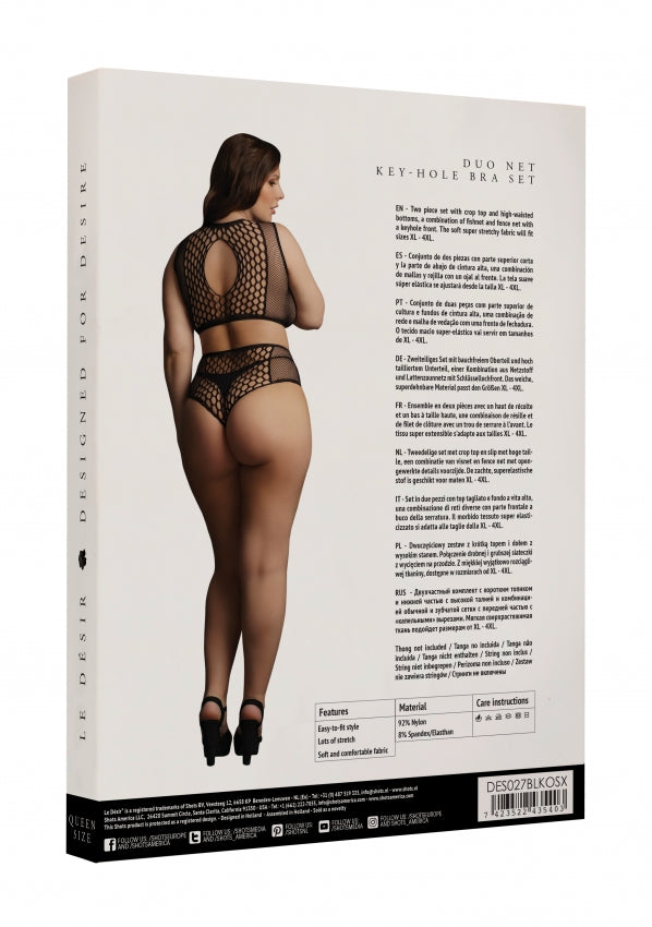 Le Desir Collection Duo Net Key-Hole Bra Set Size OSX