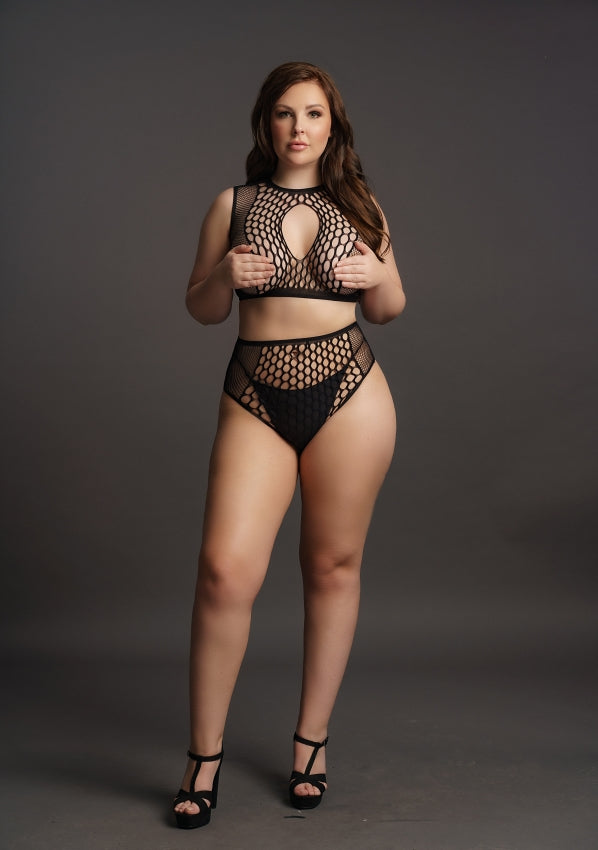 Le Desir Collection Duo Net Key-Hole Bra Set Size OSX