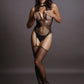 Le Desir Collection Contrast Suspender Bodystocking Black Size OS