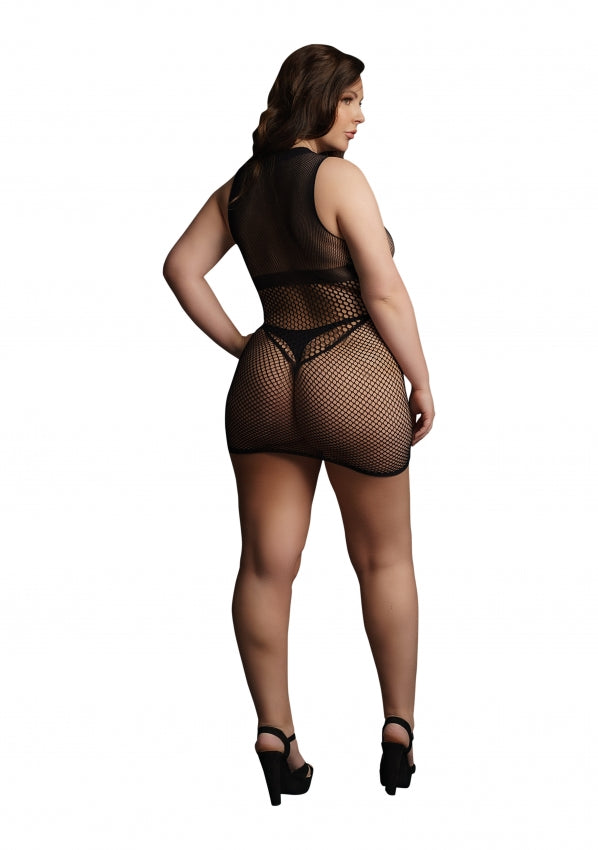 Le Desir Collection Duo Net Open Cup Mini Dress Black Size OSX
