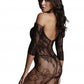 Le Desir Collection Lace Sleeved Bodystocking Black Size OS