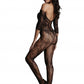 Le Desir Collection Lace Sleeved Bodystocking Black Size OS