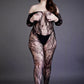 Le Desir Collection Lace Sleeved Bodystocking Black Size OSX