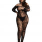 Le Desir Collection Lace Sleeved Bodystocking Black Size OSX