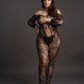 Le Desir Collection Lace Sleeved Bodystocking Black Size OSX
