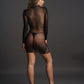 Le Desir Collection Long Sleeve Fishnet Dress Black Size OS