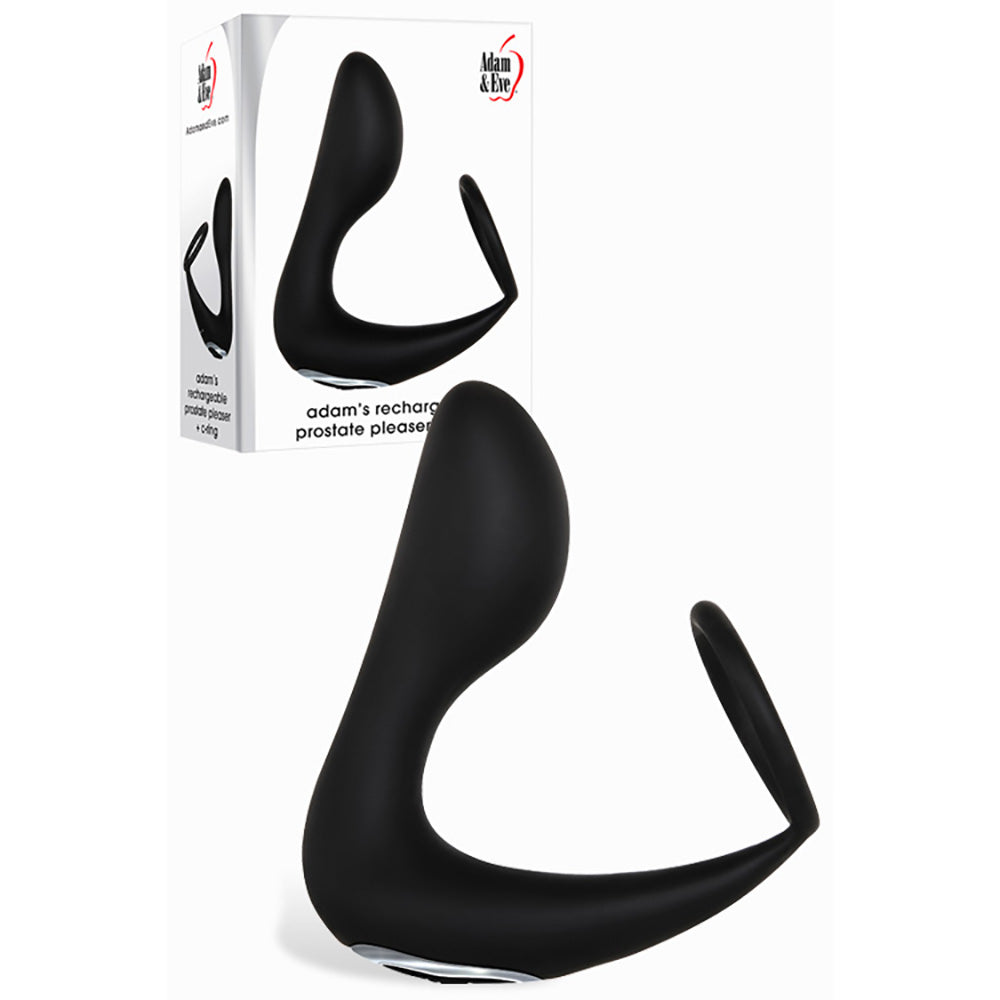 Adam & Eve Adam's Rechargeable Prostate Pleaser & C-Ring - Black Anal Plug with Cock Ring