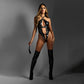 Fantasy Lingerie EDGE Wetlook Crotchless Teddy With Mini Flogger - Size S/M or M/L