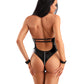 Fantasy Lingerie EDGE Wetlook Zipper Teddy & Wrist Restraints - Size S/M or M/L