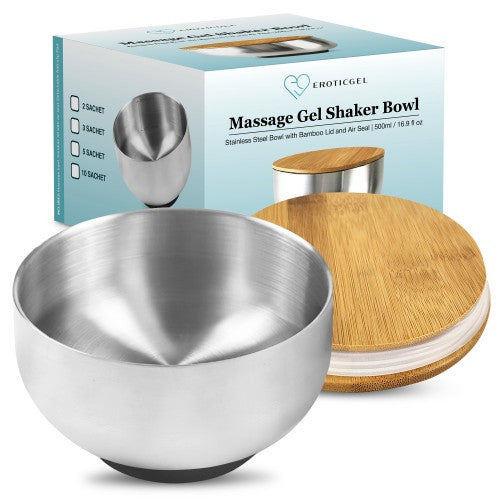 Eroticgel | Nuru Bamboo Massage Bowl Shaker with Bamboo Lid 500ml