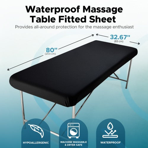 Eroticgel Black Waterproof Massage Table Fitted Sheet 83cm x 203cm