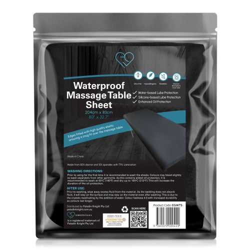 Eroticgel Black Waterproof Massage Table Fitted Sheet 83cm x 203cm