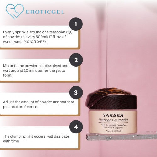 Eroticgel | Nuru Massage Powder - Sakura Version Made in Japan 40g - Makes 4 Litres