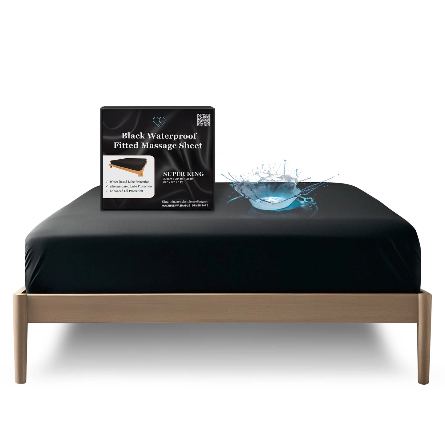 Eroticgel SUPER KING Waterproof Fitted Sheet 204cm x 204cm + 35cm