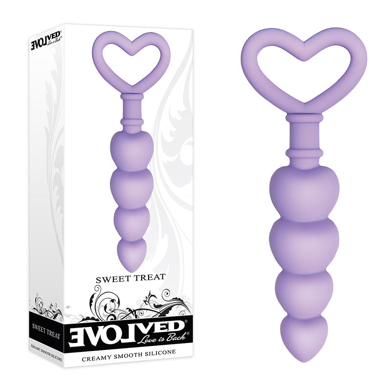 Evolved Sweet Treat - Purple 11.5cm Beaded Butt Plug with Handle