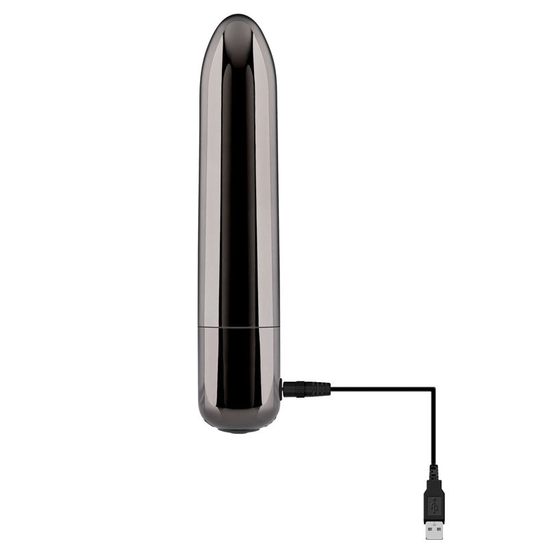 Evolved REAL SIMPLE Black Chrome 10cm USB Rechargeable Bullet Vibrator
