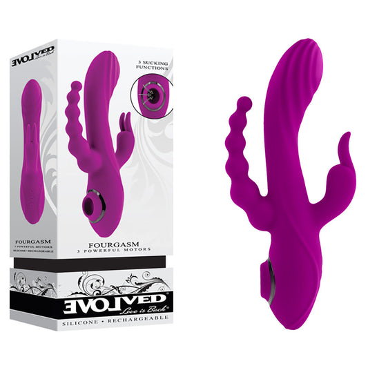 Evolved FOURGASM Purple 21.9cm Triple Vibrator with Suction