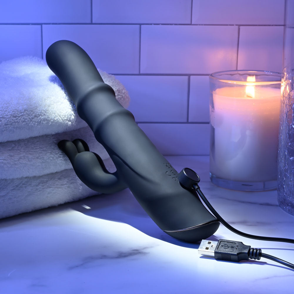 Evolved RINGMASTER Black 23.1cm USB Rechargeable Rabbit Vibrator