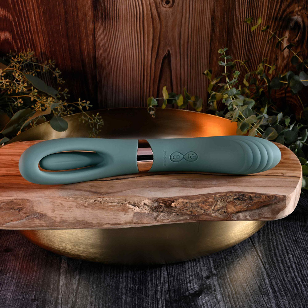 Evolved CHICK FLICK Olive Green 24cm USB Rechargeable Vibrator with Flicking Tip