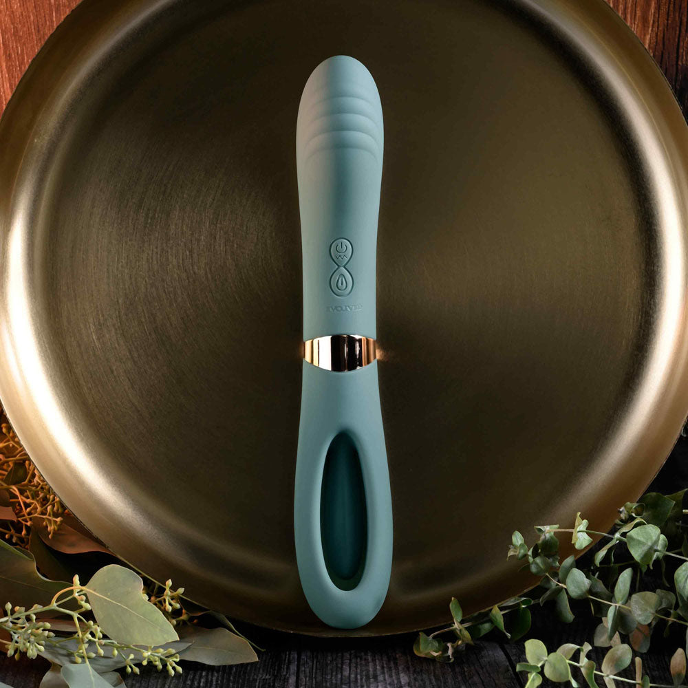 Evolved CHICK FLICK Olive Green 24cm USB Rechargeable Vibrator with Flicking Tip