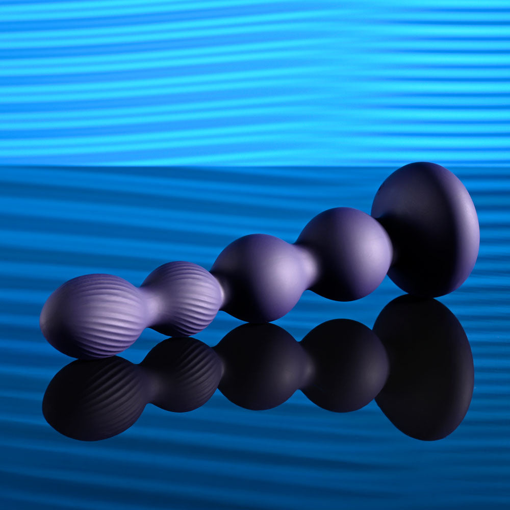 Evolved PLEASURE ORBIT - Navy Blue 17.8cm Twirling & Vibrating Anal Beads with Remote