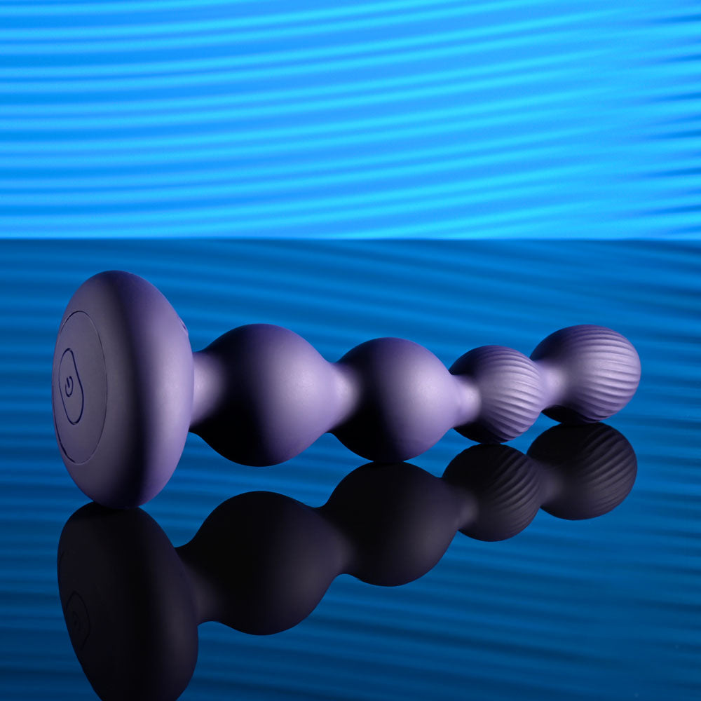 Evolved PLEASURE ORBIT - Navy Blue 17.8cm Twirling & Vibrating Anal Beads with Remote