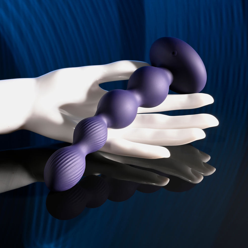 Evolved PLEASURE ORBIT - Navy Blue 17.8cm Twirling & Vibrating Anal Beads with Remote