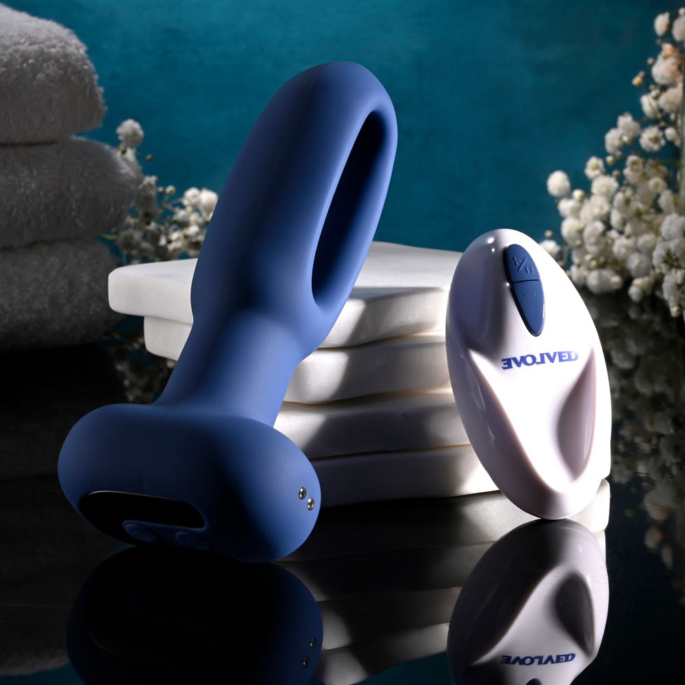 Evolved THE FLAPPER - Blue 14cm Vibrating and Flapping Butt Plug with Remote