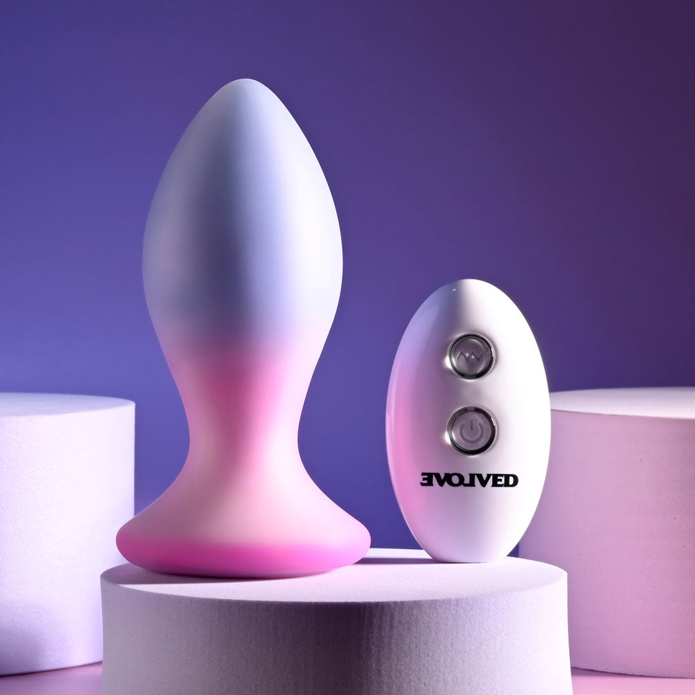 Evolved PARADISE PLUG - Pink/Purple 10.5cm Vibrating Butt Plug with Wireless Remote